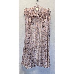 Maeve Anthropologie Sheer Floral Chiffon Ruffled Tie-Neck Duster Cape One SIze